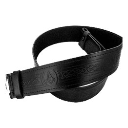 Thistle Hide Embossed Leather Kilt Belt With Antique Buckle - 3" Width, Adjustable, Sizes Small To XL